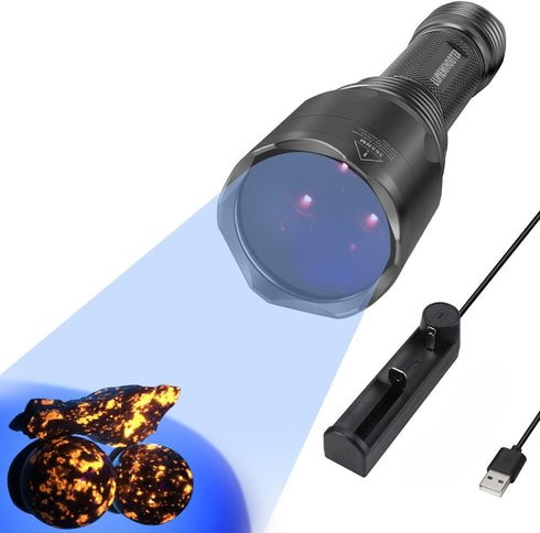 S3 365nm UV Flashlight with 3 LEDs, Powerful Blacklight Flashlights for Pet Urine Detection and Resin Curing