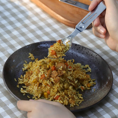 Roxon C2 Camping Utensil, 2 in 1 Detachable Folding Cutlery with Fork & Spoon for Outdoor, Hiking, Easy Carry