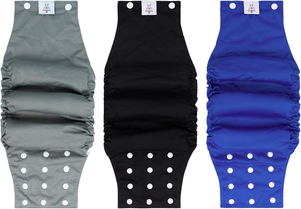 CuteBone Washable Dog Diapers Male with Snaps Reusable 3pcs a Pack Doggie