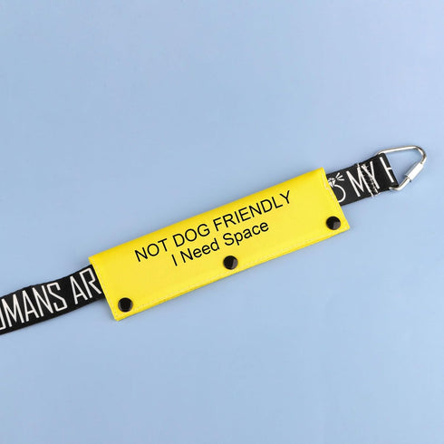 Funny Dog Leash Sleeve, Not Dog Friendly Dog Leash Wrap Alert Hanging ID Patch Tag Pet Birthday Gift