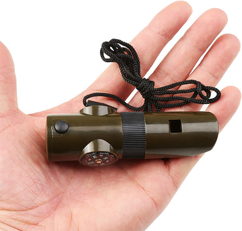 Outdoor Survival Whistle, High Decibel Safety Whistle with Compass, Reflector, LED Flashlight, Perfect for Camping