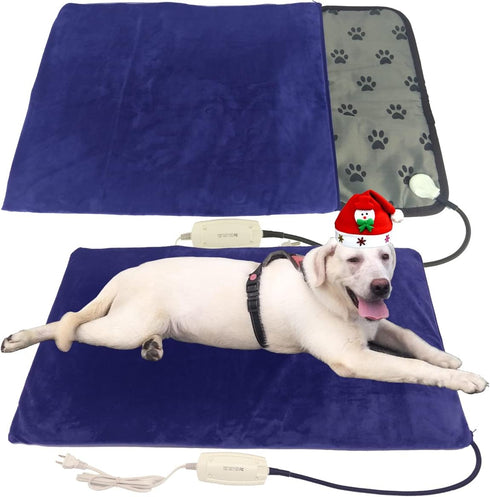 Pet Heating Pad for Large Dog Cat, Heated Bed 34" x 21", Soft Washable Cover, Electric Heating Pad