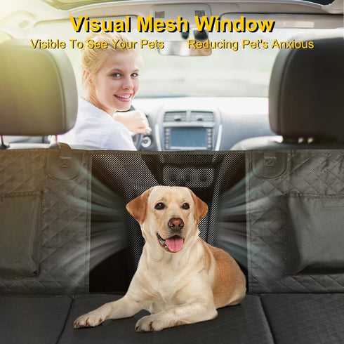 6 1 60/40 100% Hammock, Vailge in Car Seat Cover for Back Seat, Split, Waterproof with Mesh Window, Scratch Prevent