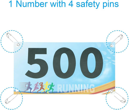401-500 Pack Durable Multicolor Running Bib Numbers for Marathons