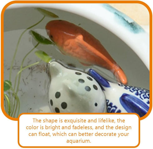 Toddmomy 2pcs Ceramic Floating Fish, Aquarium Goldfish Koi Fish Figurines for Fairy Garden, Pond, Underwater Decor