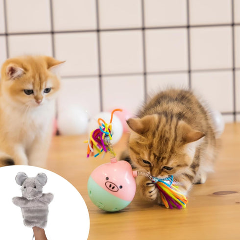 Dmykluc Cat Wrestling Toy Puppet - Interactive Hand Glove for Bored Indoor Cats, Safe Enrichment Play for Kittens