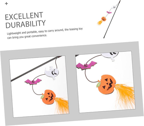 BESTOYARD Halloween Cat Wand Toys, Interactive Teasing Stick, Multifunctional Kitten Launcher