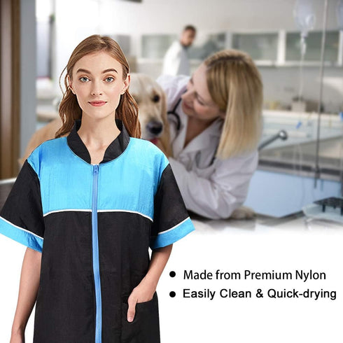 Noverlife Pet Grooming Jacket with Zipper - Large Size Lightweight Hair Repellent Shirt for Dog Cat Grooming