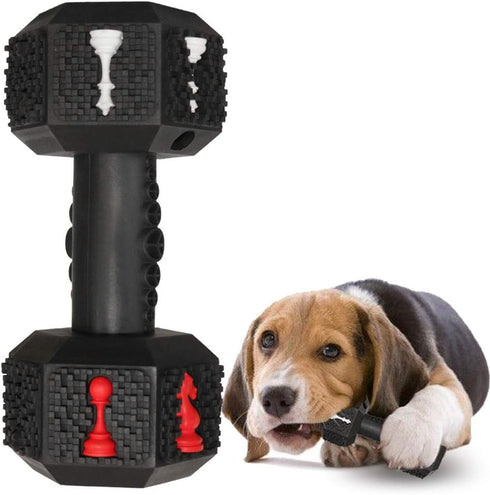 Dog Chew Toys for Aggressive Chewers, Indestructible Tough Natural Rubber Dumbbell Toy for Large Dogs