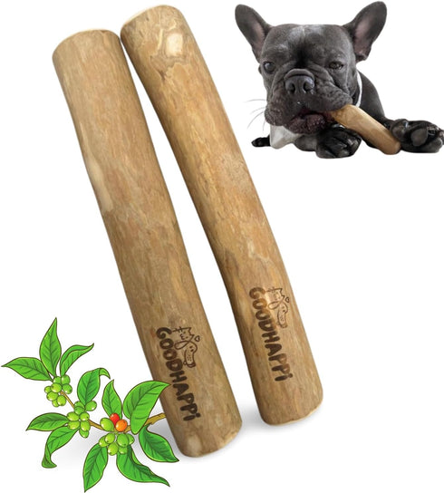 Safe Natural Coffee Wood Dog Chew - Durable Chew Toys for Puppies 0-6 Months, Pack of 2 PCS, Perfect Teething Stick