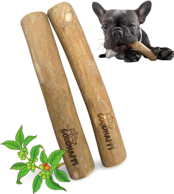 Safe Natural Coffee Wood Dog Chew - Durable Chew Toys for Puppies 0-6 Months, Pack of 2 PCS, Perfect Teething Stick