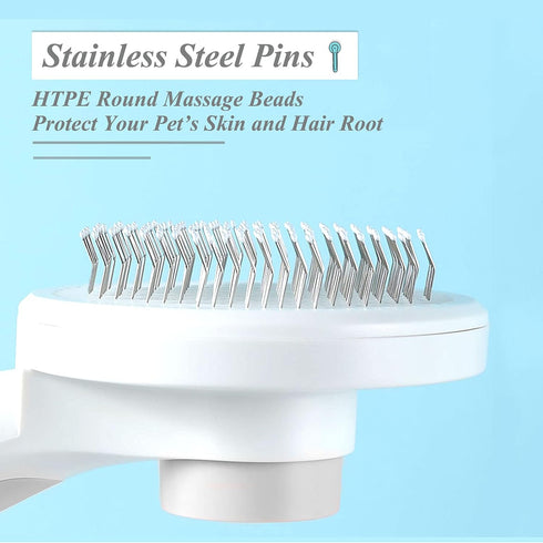 Self Cleaning Slicker Brush for Dogs and Cats, Pet Grooming Hair Brush for Undercoat, Loose Hair, Mats, Tangles