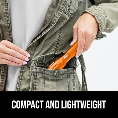 Gorilla Grip Powerful LED 750 FT Water Resistant Tactical Flashlight, High Lumens Ultra Bright Mini Flash Light (Orange)