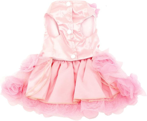 SMALLLEE_LUCKY_STORE Pet Small Dog Wedding Dress with Bowknot, Pink, Large, Birthday Party Costume