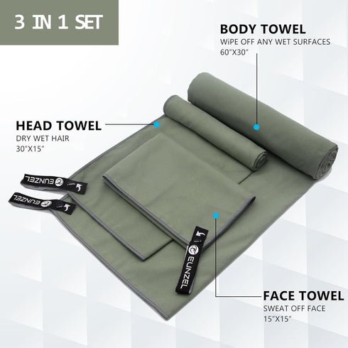 2 Pack 3 1 Pack,Fast Set Swimming Eunzel Quick Dry Camping Towel, Microfiber Travel Towel Size at Drying Towel