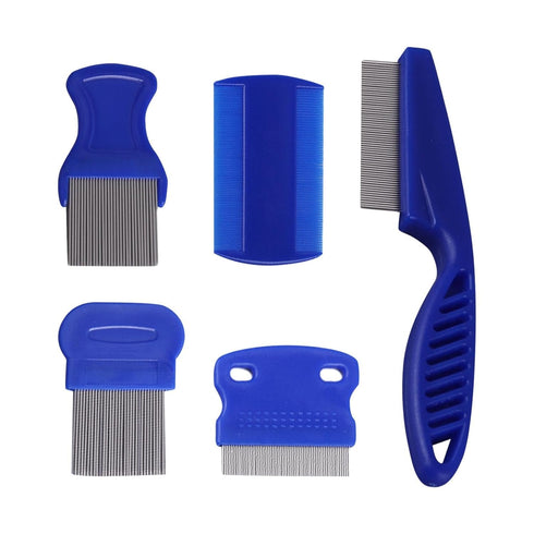 5 Pieces Dog Tear Stain Remover Combs, Pet Grooming Flea Combs, Double Sided Care Comb for Kittens Puppies (Blue)