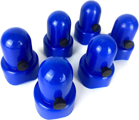 Large Trampoline Pole Caps with Screw-in Bolts - 6 Piece Blue Toppers for 1.5 Inch Diameter Poles
