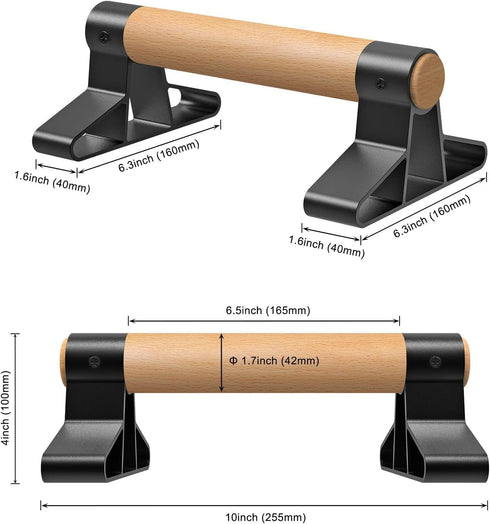 SELEWARE Wood Parallettes Push Up Bars, Anti-slip Handstand Bars for Calisthenics, Fitness, Solid Wood with Metal