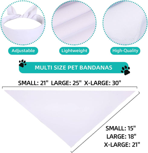 Sublimation Dod Bandanas 4PCS, Heat Transfer Washable Dog Scarf, Blank DIY Solid Kerchief Bib Breed, Pet Birthday/Party Fun Idea Gift for Small XS Puppy Cats