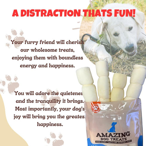 Beef Cheek Rolls - Amazing Dog Treats (6 Inch Regular - 4 Pcs) - No Hide, Safe Rawhide Alternative for Power Chewers