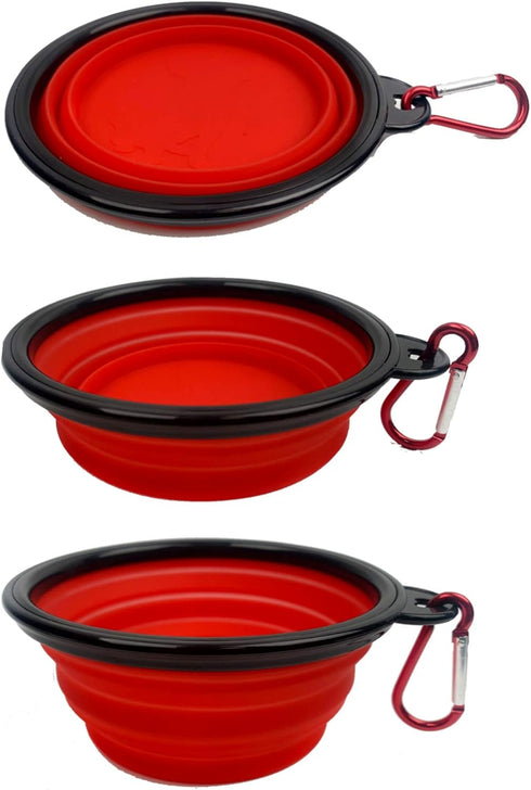 Mr. Peanut's Collapsible Dog Bowls, Set of 3 Colors, Dishwasher Safe BPA Free Silicone Portable Pet Bowls for Travel,