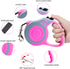 Retractable Dog Leash Lightweight 10/16FT Leash with Non-Slip Handle, for Small Medium Dogs (Gray Pink, 16 FT)