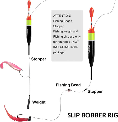 THKFISH Fishing Bobbers, Slip Bobbers for Fishing, Balsa Floats Crappie Fishing Bobbers (1/6oz, 3/8oz, 1/2oz)