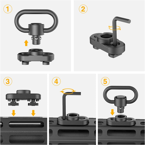 Two Point Sling Swivel, 1.25 inch Heavy Duty QD Sling Swivels (2 Sets)