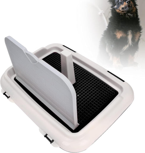 Asixxsix Dog Potty Tray, Black Plastic Puppy Training Toilet with Removable Cat Potty Fence for Small and Medium Dogs