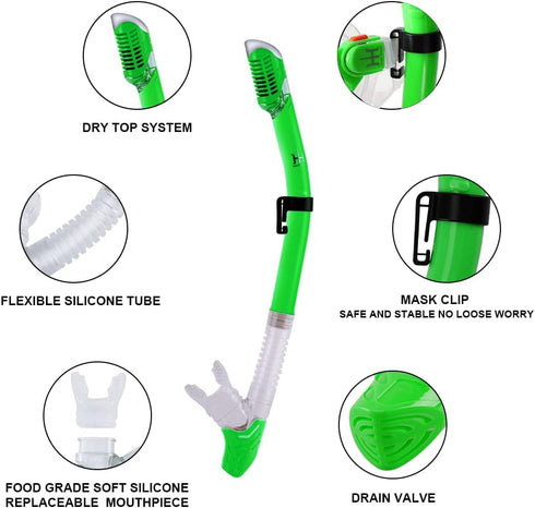 Kids Mask Fins Snorkel Set with Diving Mask, Snorkel, Adjustable Swim Fins, Mesh Bag for Snorkeling Swimming