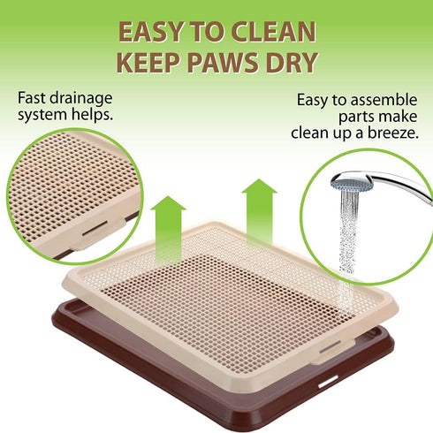 20" 16" BANU Puppy Pee Pad Holder Indoor Outdoor Dog Potty Toilet Training Tray x for Small and Medium Dogs (Ivory)