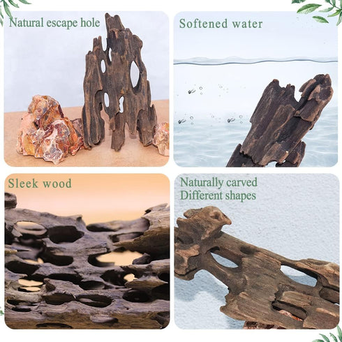 Hamiledyi Natural Driftwood for Aquarium Decor, Sinkable Reptile Wood Branches for Fish Tank Habitat
