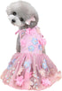 SEIS Flower Lace Dog Dress, Cat Princess Suspender Costume, Puppy Tutu Floral & Bow Clothes for Small Medium Dogs