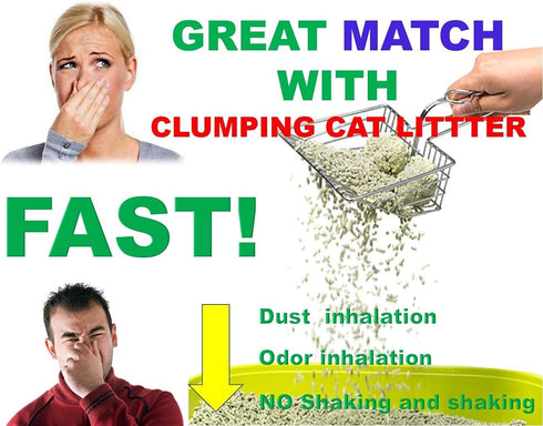 Jumbo Cat Litter Scoop Metal, Solid Metal Sifter with Holder, Cat Urine Scoop, Litter Scooper Holder