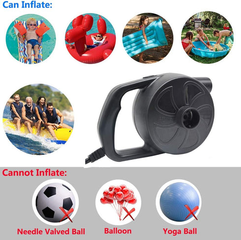 4 Nozzles 300W BOMPOW Electric Pump for Inflatables with Air Mattress Pump Inflator/Deflator, Queen/King Size Pool Air