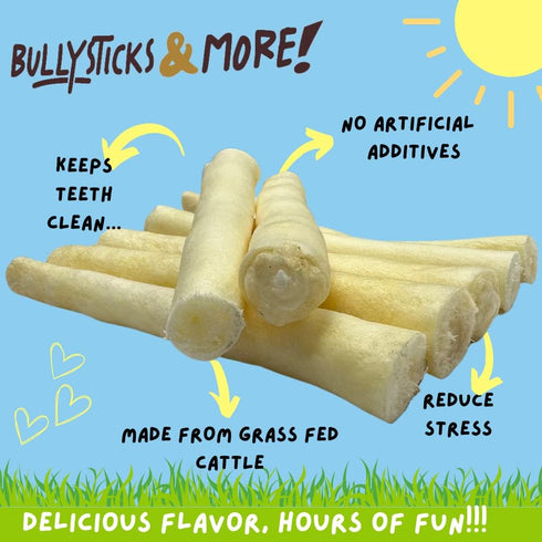 BULLYSTICKS & MORE Cow Tail Bones for Dogs - (6 Inch Regular - 15 Count) Long Lasting No Hide Bone Chews