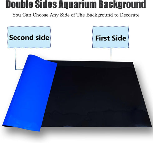 Blue Black Double-Sided Aquarium Background Poster - Fish Tank Wallpaper 16"x 33" Decorations