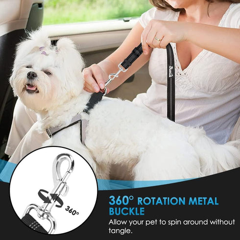 2 Pack Lukovee Dog Car Seat Belt, Headrest Restraint Seatbelt, Adjustable Pet Safety Leads with Reflective Elastic