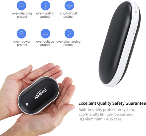 Karecel Rechargeable Hand Warmer, 5200mAh, Double-Sided Fast Heating Power Bank, Up to 11Hrs, Portable Heater