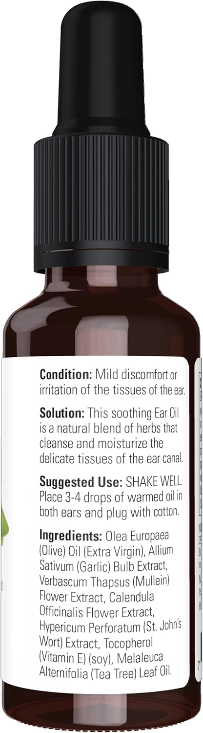 NOW Solutions Ear Oil, Soothing Herbal Blend, 1-Ounce, Great for Mild Discomfort or Irritation