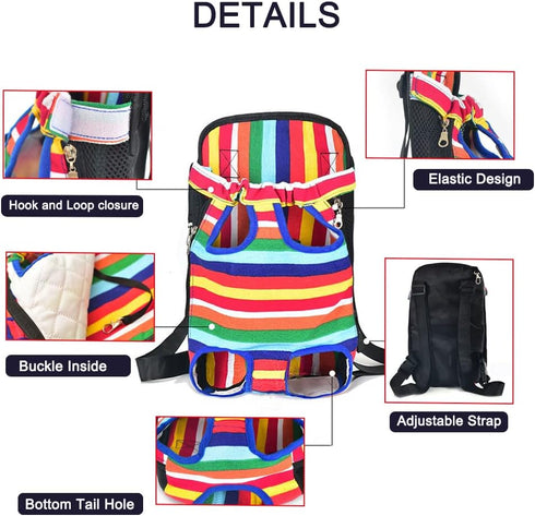 Pet Carrier Backpack, Adjustable Legs Out Front Cat Dog Carrier, Easy-Fit for Hiking Camping, Small Medium Puppies Cats