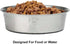 PetRageous 60050 Cayman Classic Non-Skid Stainless Steel Bowl, 12-Cup Capacity, 9.5-Inch Diameter, Metallic