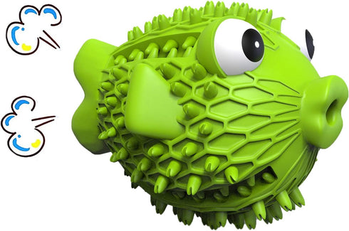 Dog Toy for Aggressive Chewers, Tough Natural Rubber with Squeaker & Crinkle Paper, Durable Teeth Cleaning Toys