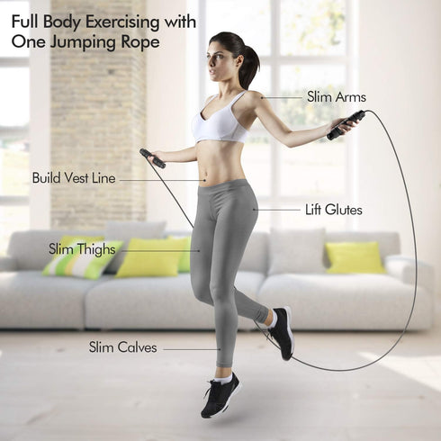 Jump Rope, Adjustable Steel Cable with Foam Handles, Tangle-Free Rapid Speed Jumping Rope for Fitness, Home Exercise