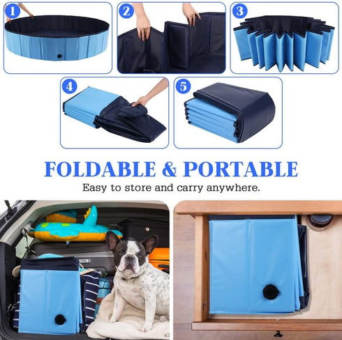 Swimming 71 12 Eooqi Foldable Dog Pool, Portable Pet Bath Tub and Kiddie Pool, Collapsible Bathtub for Puppies, Small