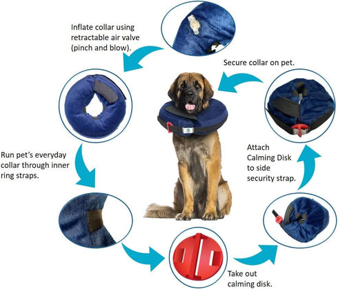 Protective Inflatable Collar XLarge with Dog Calming Disc