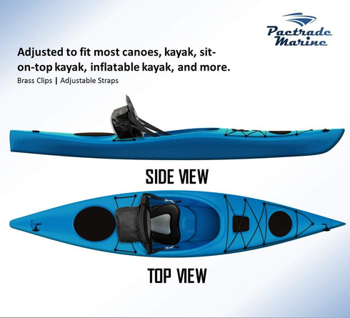 Pactrade Marine Adjustable Straps Black Gray Padded Deluxe Kayak Seat with Detachable Storage Backpack Bag for Canoeing