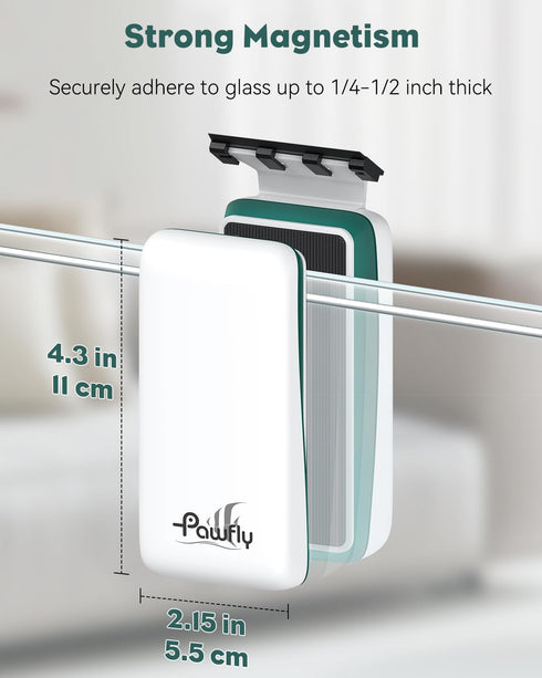 2 1/4-1/2 Inch Pawfly Strong Magnetic Fish Tank Cleaner Aquarium Magnetic Glass Cleaner Brush with Detachable Scrapers