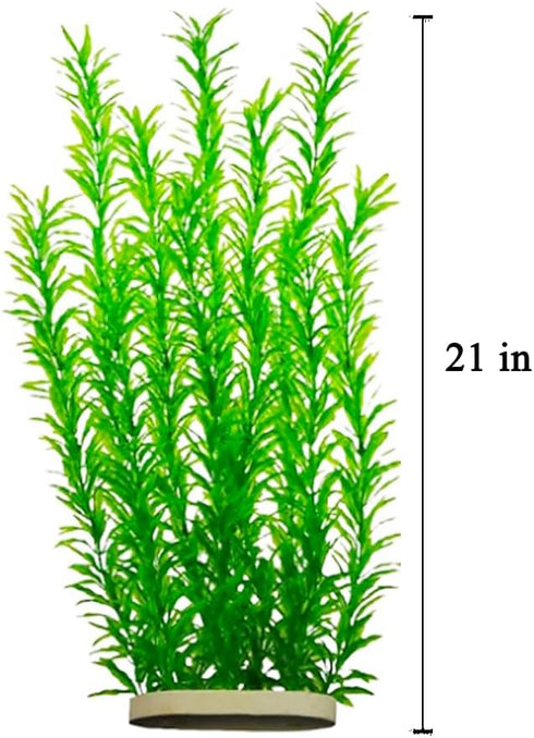 2 pcs Aquarium Decor Plastic Plants Extra Large 21 Inches Artificial Fish Tank Plants Tall Fish Tank Decorations Artificial Green Water Plants (Green)
