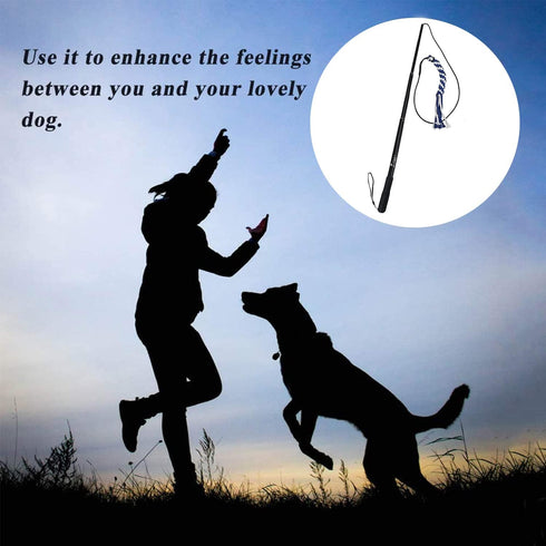 Flirt Pole for Dogs, Interactive Teaser Wand with Fleece Rope Toy for Chase and Tug of War